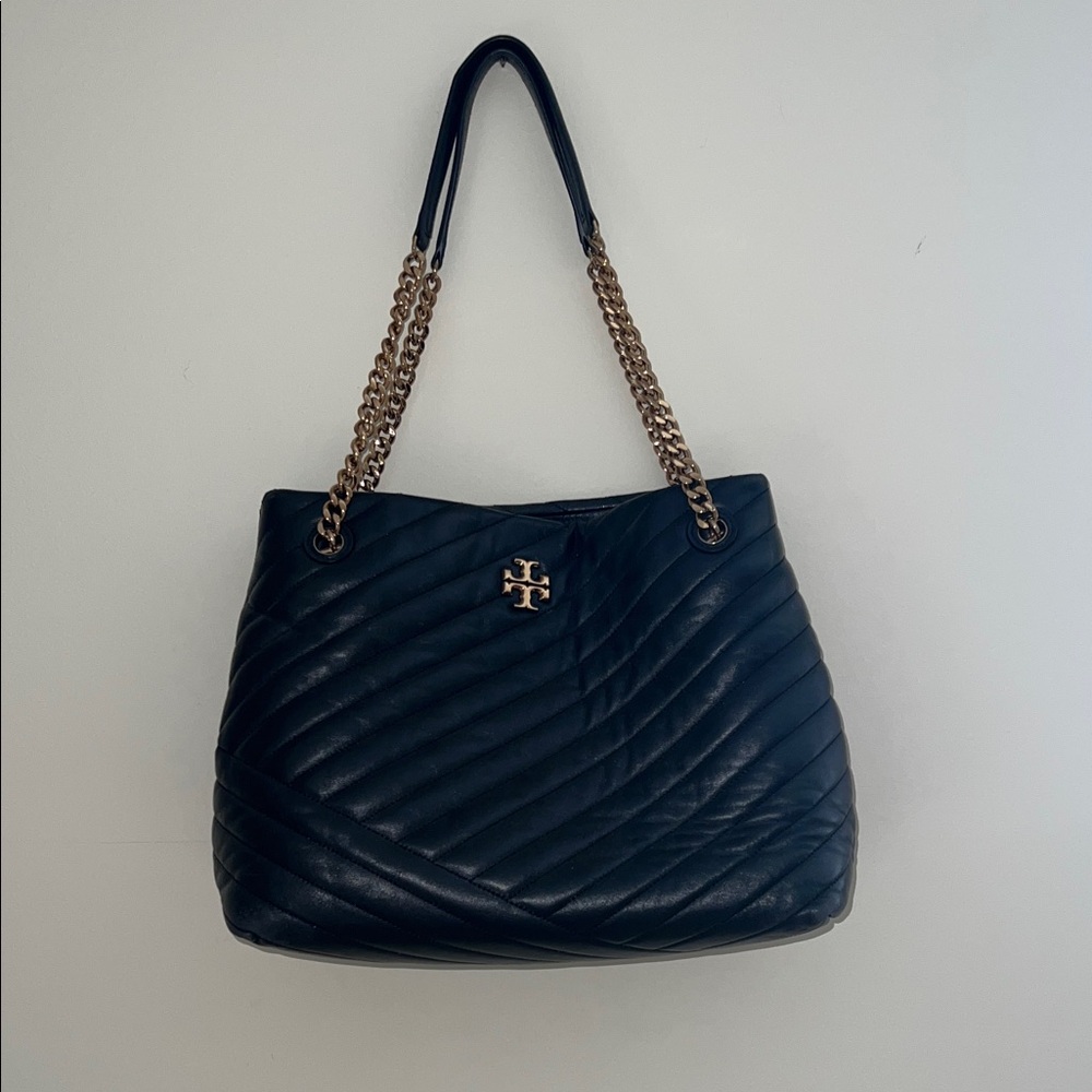 Tory Burch Kira Chevron Black Quilted Shoulder Bag